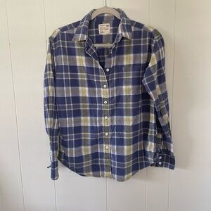 American Eagle Outfitters Blue and Yellow Plaid Women's Shirt